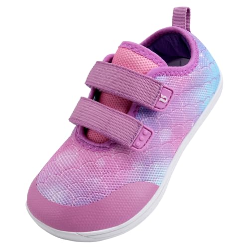 IceUnicorn Barfuß Sneaker Jungen Mädchen Berite Schuhe Kinder Barfußschuhe Minimalistische Hausschuhe(Rosa lila, 26EU Weit)