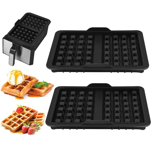 KILDOWS 2 Stück Waffeleinsatz Heißluftfritteuse Zubehör, Silikon Belgische Waffelform, Ompatibel mit Ninja AF400EU, AF451EU, AF500DE, SL400EU, Wiederverwendbarer, Waffel Air Fryer Zubehör