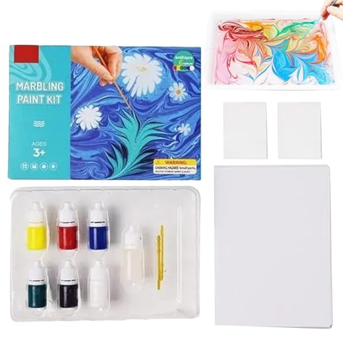 Marmor-Farbset für Kinder | Wassermarmorierungsset für Stoffpapier | Kreatives Spielzeug, Weihnachtsspielzeug für Mädchen und im Alter von 6, 7, 8, 9, 10, 11, 12 Jahren