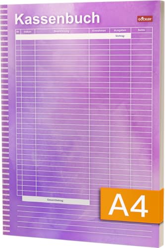 Gockler® KASSENBUCH DIN A4: Einnahmen-Ausgaben-Buch für Friseur, Kosmetik, Haushalt & Selbstständige | 100+ Seiten, einfache Buchführung, violett