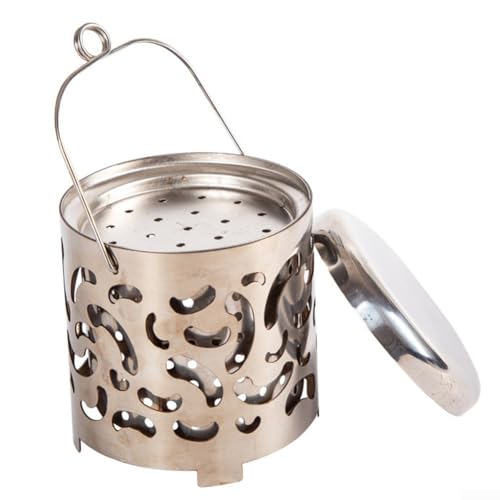 Gdfnmogo Tragbare Mini-Edelstahl-Heizung mit Griff, Outdoor-Camping-Heizabdeckung, doppellagige Wärmeableitung, 11 cm Höhe, 10,5 cm Durchmesser