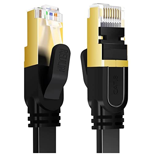 Reulin Ultra Flexibles 3.5M Lang Cat 8 Flach Ethernet LAN Kabel RJ45 Cat8 Patchkabel 3.5 M Internet Netzwerkkabel Kompatibel mit PC Laptop Smart TV Router Modem Switch Hub PS4/PS5/IPTV-Box 3.5Meter