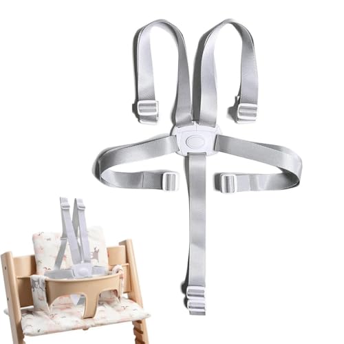 DWFEYOI 1 Stück 5 Punkt Gurt Sicherheitsgurt Hochstuhl Multifunktional Kinderschutzgurt Hochstuhl Gurt für Buggy, Kindersitz, Kinderwagen und Hochstuhl,hauck hochstuhl zubehör,Grau