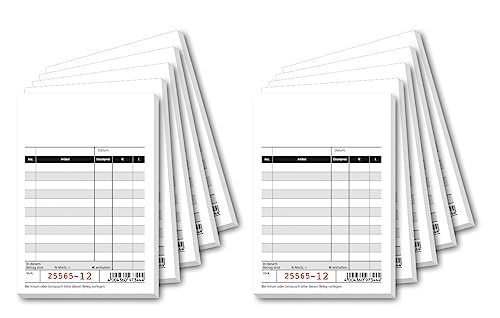 SIGEL KC620/10 Kassenblock mit Additionsblatt, 10x16,5 cm, 10 Stück á 2x50 Blatt, mit fortlaufender Nummierung auf Original und Kopie, aus Recyclingpapier