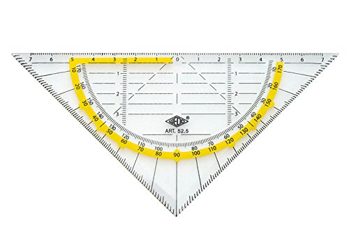 Wedo 525 Geometrie Dreieck 16 cm, Kunststoff, Hypotenuse, Facetten, Tuschenoppen, transparent