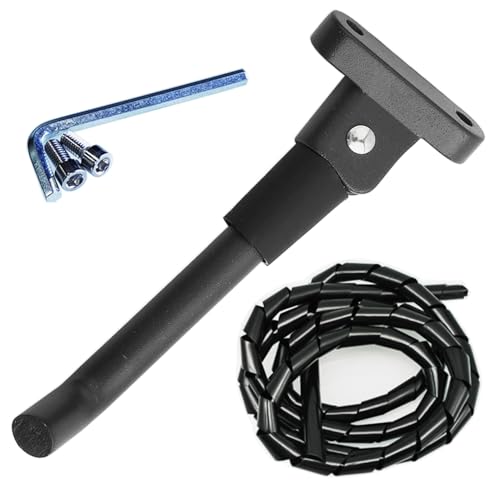 GTIWUNG Scooter Ständer Standfuß, Scooter Kickstand, Scooter-Parkständer, Fußstützenhalterung, Rollerständer, 1M Flexibler Spiralschlauch Kabelorganisation, Schwarz