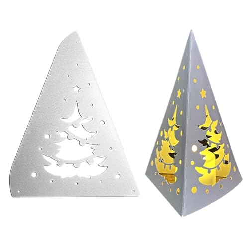 Weihnachten Laterne Stanzschablonen, Weihnachtsbaum Laterne Stanze Windlicht Weihnachten Metall Stanzformen Lampenschirm Metall Prägeschablonen 3D Schablonen Cutting Dies für DIY Handwerk