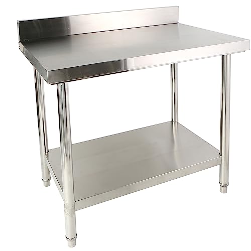 Edelstahl Küche Arbeitstisch - 150x85x60cm mit Aufkantung - Gastronomie Tisch bis 140kg belastbar - Gastro Edelstahltisch Küchentisch mit Verstellbare Füße und großer unteren Ablagefläche