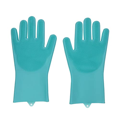 Spülhandschuhe mit Wash Scrubber, Silikon Geschirrspülhandschuhe, Silikon Spülhandschuhe, Magische Geschirrspülhandschuhe, Reinigungsschwammhandschuhe, GeschirrsPülhandschuhe, für Reinigung, Küche