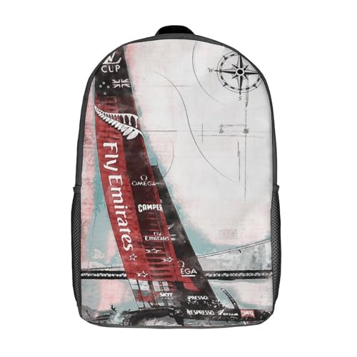Katamaran-Segelwettbewerb, Tagesrucksack, lässiger Rucksack, Schultasche für Mädchen und Jungen, High-School-Rucksack, Herren und Damen, Reise-Laptop-Rucksack, College-Büchertasche, 43,2 cm