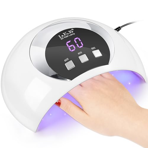 LKE 54W UV Lampe für Gelnägel, UV Lampe mit 3 Timern und verbesserter USB-Aufladung, LCD-Display, IR-Sensor, Tragbare Led Lampe Nägel, UV Lampe Nägel, UV Nagellampe, Nageltrockner (Blanc)