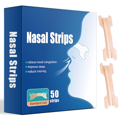 50 Stück Nasenpflaster Schnarchen, Nasenpflaster Besser Atmen, Nasal Strips Lindern Eine Verstopfte Nase Aufgrund Schnupfen, Allergien,Anti Schnarch Nasenstrips für Einfacheres Atmen Bei Schlaf