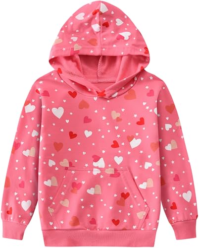 CM-Kid Kapuzenpullover Mädchen Langarm Hoodie Kinder Fleece Sweatshirt Baumwolle Warm Tops 3 4 Jahre Bunt Herzform Rot Gr.104