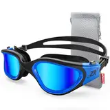 Schwimmbrille für Herren und Damen, ZIONOR G1 Polarisiert Schwimmbrille mit Spiegel/Rauch Linse UV-Schutz Anti Nebel Verstellbar Gurt Komfort Profi Schwimmbrillen für Erwachsene Jugendliche Unisex