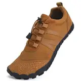 IceUnicorn Herren Damen Barfußschuhe rutschfest Weich Leicht Traillaufschuhe mit Breite Zehenbox（Gelb 44EU）