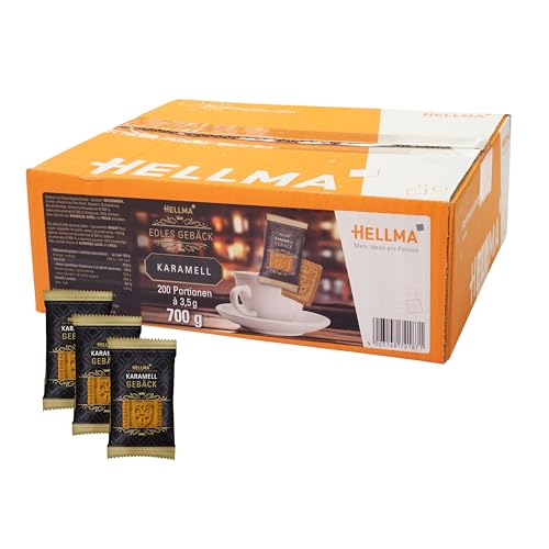 HELLMA Edles Gebäck Karamell - 200 Stk. Kekse, einzeln verpackt - Vorrats-Box - für Hotel, Café und Gastronomie