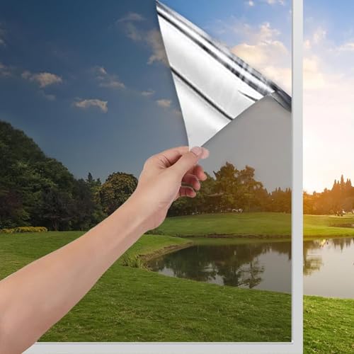 Fenster Spiegelfolie Blickdicht Außen UV Folie Fenster Hitzeschutz 30x200cm, Sonnenschutzfolie Fenster innen, Thermofolie Fenster gegen Hitze, Fensterfolie Sonnenschutz