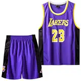 MEEHYRE Kleine Jungen 2er-Set Basketball Trainings Jersey and Pants, Basketball Kleidung Kinder(Violett,L)