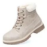 Cestfini Winterschuhe Damen Boots Warm Gefütterte Wanderstiefel Wasserdicht Trekking-Schuhe Outdoor Wanderschuhe Winterboots Schneestiefel RTW19-DE-GREY-39