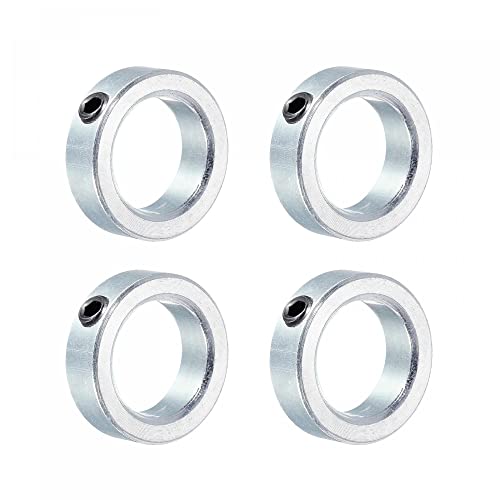 sourcing map 4Pack Schaftring Stellringe 1"/25mm Befestigungsring Verzinkter Karbonstahl Set Schaftmanschette Schraube Klemmen Optische Achse Führungsschiene Silberton