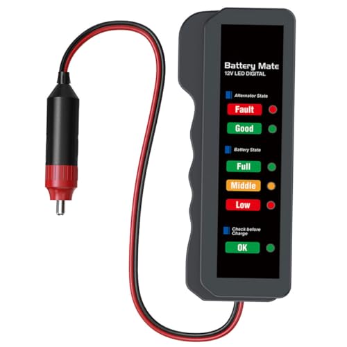 ELAYARD 12V Batteriemessgerät für Auto Digitaler Batterietester mit Anzeige Überlastungswarnung Langlebigem Material und Einfachem Handling für Präzise