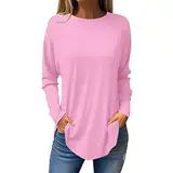 Weisse Blusen Damen T Shirt Weiß Damen Longshirt Damen Große Größen Shirt Langarm Damen Langes Tshirt Damen Tshirt mit Abgerundetem Saum Longtop Damen Damen T-Shirt Schwarz