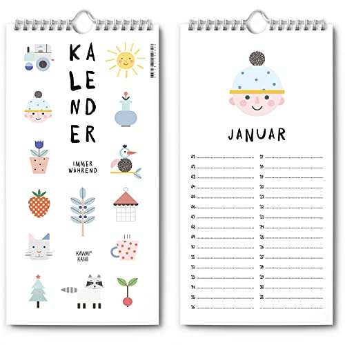 Geburtstagskalender, immerwährend. Jahresunabhängiger Kalender für Geburtstag, Termine, Event. Dauerkalender für Frauen, Mädchen, Kinder, WG, Büro und Familie. Süss und fröhlich