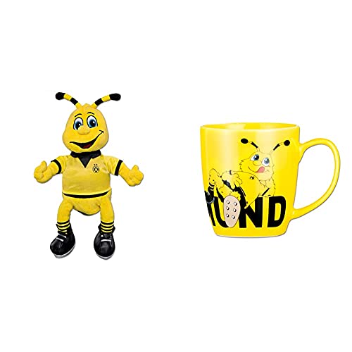 Borussia Dortmund, BVB-Emma Plüschfigur mittel, 02 Gelb, 30cm & BVB-Emma-Tasse, Gelb-schwarz, 0