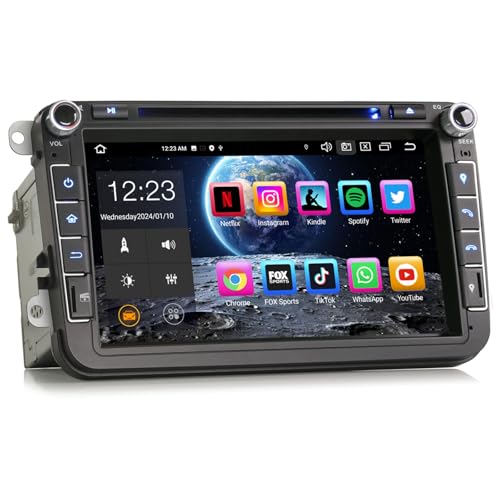 Erisin 8 Zoll Android 13 8-Kern DVD Autoradio Mit GPS Navi für VW Passat Golf 5/6 Touran Skoda Seat Tiguan Jetta T5 Transporter Bora Integrierte Bluetooth 5.0 CarPlay DAB+ WiFi Radio OBD2 4GB+64GB