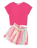 Arshiner Mädchen Tshirt mit Shorts Set Sommer Kinder Bekleidungssets Freizeit Mode Tank Top Zweiteiliges Kleidung Sets für Mädchen 9-10 Jahre