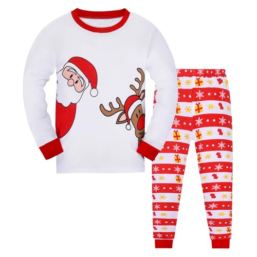 Codkkre Weihnachts Schlafanzug Kinder Unisex Jungen Mädchen Weihnachten Nachtwäsche Langarm Baumwolle Christmas Pyjama Set 2-12 Jahre, Stil 2, 12 Jahre