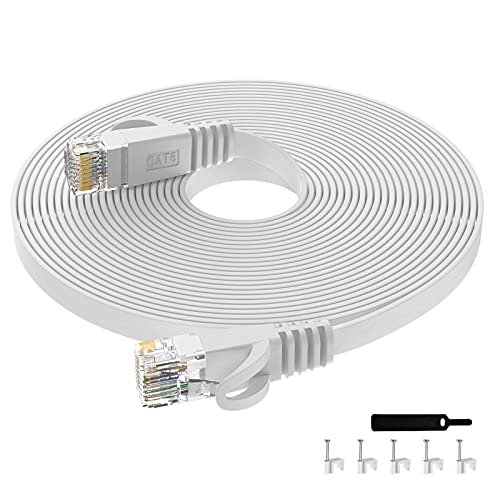 Lovicool CAT 6 Ethernet Kabel 8m,Flach Lan Netzwerkkabel 1000Mbit/s RJ45 für PS5 Router Modem TV Switch Laptop-Weiß