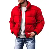 KONG JIMFAN Puffer Jacke Herren Muskelshirts Herren Bomberjacke Fahrrad Windjacke Herren Wärmejacke Outdoor Jacken Für Herren Übergangsjacke Herren Winterparka Winterjacke Manner(Rot,XL)