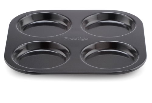 Prestige Inspire Brötchen Backform - Backblech mit 4 Mulden für Burger Buns, Brownie oder Yorkshire Pudding - Antihaftbeschichtung - Robuster Kohlenstoffstahl - 31 x 25 x 2cm