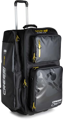 CRESSI Trolley Bag Black/Yellow 115 L Moby 7 - Robuste und Geräumige Trolley Tasche ideal für Sportliche Aktivitäten und Reisen, Schwarz/Gelb, 115 L, Unisex
