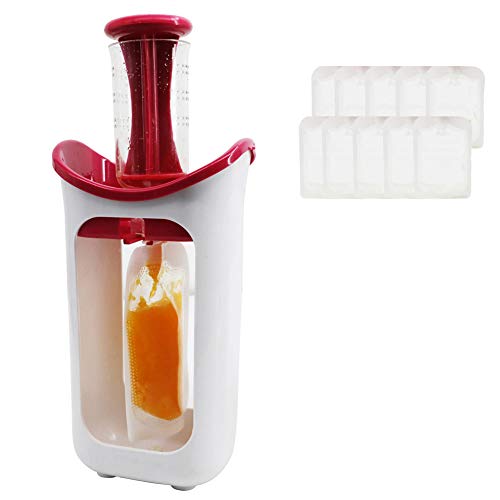 Phayee Fruchtsaft-Lebensmittelhersteller, Quetschie Zubereiter,mit 10 Beuteln Püree-Quetschsaft-Saftspender, Babynahrungs-Quetscher