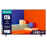 Hisense 43E6KT 108cm (43 Zoll) Fernseher, 4K UHD, Smart TV, HDR, Dolby Vision, Triple Tuner DVB-C/S/S2/T/T2, Frameless, WiFi, Bluetooth, Alexa Built-In, DTS Virtual X, Hotel Mode, Schwarz [2023]