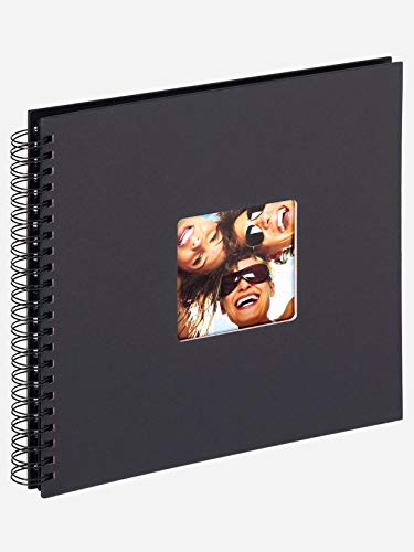 walther design Fotoalbum schwarz 30 x 30 cm Spiralalbum mit Cover-Ausstanzung, Fun SA-110-B