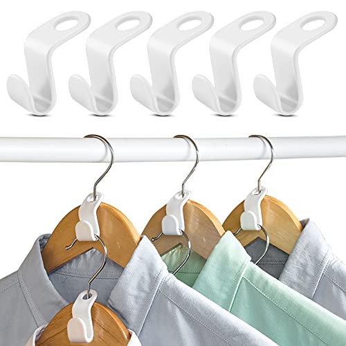 60 Stück Kleiderbügel Verbindungshaken, Haken für Kleiderbügel Bügel Verbindung, platzsparende Kleiderbügelverbinder für mehr Platz und Ordnung im Schrank(Weiss)