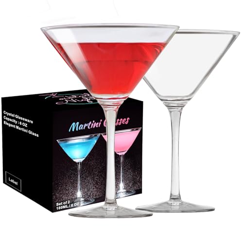 ParaCity Martini Gläser, Cocktailgläser 2er-Set, mundgeblasene Premium-Kristall Cocktail Gläser, perfekt für Cocktails, Martinis, Margaritas, Party, Catering-Boxen und Geschenke (180 ml)