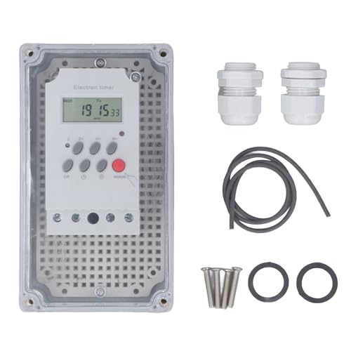 Poolpumpen-Timer, Digitale Timer-Box, wasserdichte Digitale Timer-Box, 7 Tage, 28 EIN/Aus, Programmierbarer Zeitsteuerungsschalter, Innen- und Außentimer für Warmwasserbereiter,