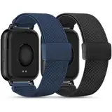CHANRASI 22mm Elastisches Nylon Armband Kompatibel mit Xiaomi Redmi Watch 5 Active/5 Lite Damen Herren,2 Stück mit Magnet Verschluss Stoff Nylon Armbänder Redmi Watch 5 Active/5 Lite