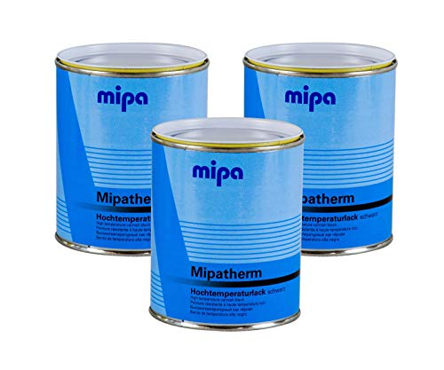 3x MIPA Mipatherm Schwarz Thermolack Ofenlack hitzebeständig bis 800°C 750 ml