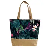 Hawai Tropical Strand Tote Tasche für Frauen Sommer Leinwand mit Reißverschluss Großer Sporttasche Fashion Schulterhandtaschen Pool Fitnesstasche Einkaufstasche für Urlaubsferien Turnhalle Täglich (A)