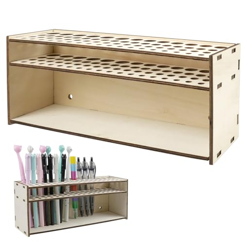 KiKiHong Pinselhalter Malerei Holz Pinsel Aufbewahrung Organizer 67 Loch Pinselhalter Kosmetik Multifunktions-Lagerregal Abnehmbar Künstler Geschenk