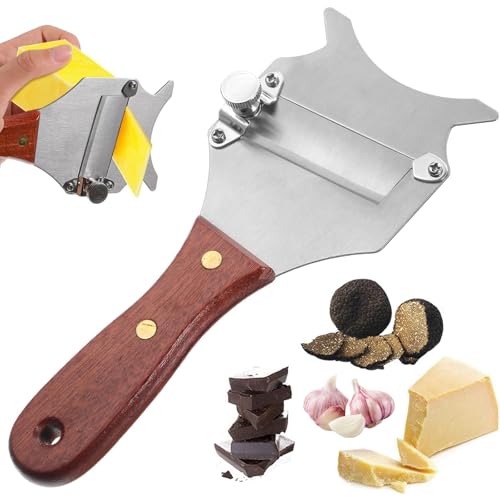 1 Stück Flach Trüffelhobel 19,5 cm * 8 cm Professioneller Edelstahl Trüffel Käsehobel Cheese Slicer mit Einstellbarer Dicke Geeignet zum Schneiden von Trüffeln Käse Schokolade Butter