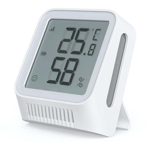 X-sense Digital Thermometer Hygrometer Innen, WLAN Raumthermometer mit X-Sense App, Angepasster Komfortbereich, Smiley-Indikator, kompatibel mit Alexa, 1 Sensor STH0A - erfordert Basisstation SBS50