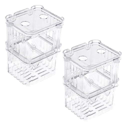 RELKLYU 2 Stücke Transparenter Plastikfischtanks, Fischbraten -Schlupfbox, Fischhütten, Fischernährungskasten.