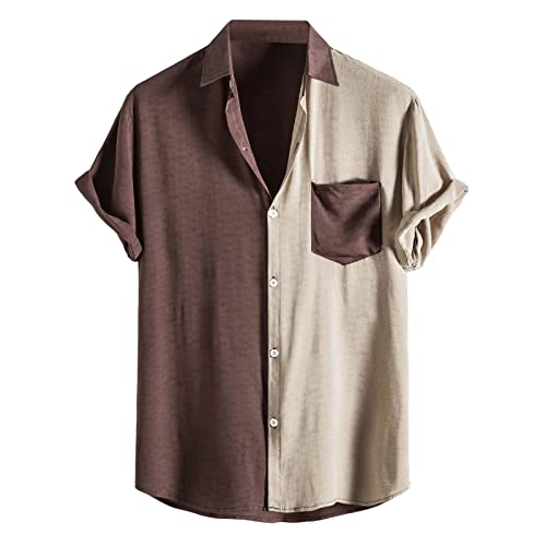 Hehiy Hemd Herren Langarm Leinenhemd Baumwolle Henley Shirt Casual Regular Fit Sommerhemd Herren Hemd GrüN Hemd Beige Herren Leinen