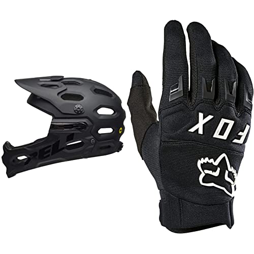 BELL Unisex – Erwachsene SUPER 3R MIPS Fahrradhelm, mat/Gloss Black/Grey, L & Fox Racing Dirtpaw Motorrad Cross Enduro Fahrradhandschuhe